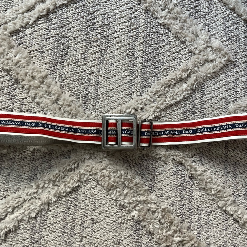 Dolce & Gabbana Red and Blue Belt with Striped Design